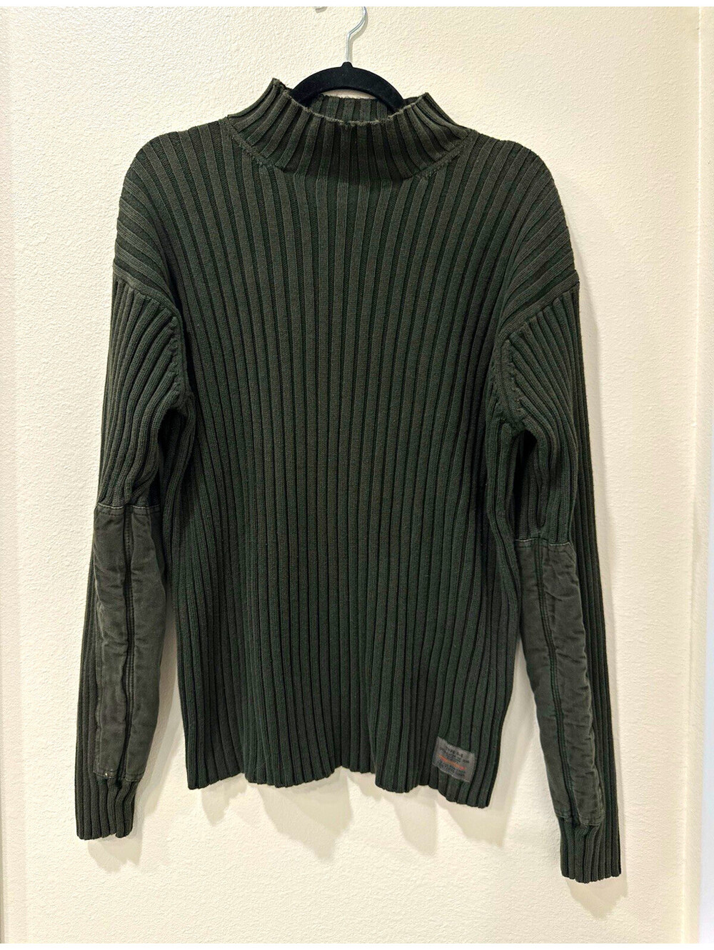 Vintage American Eagle Outfitters Men’s Gray Rib-Knit Mock Neck Pullover Sweater